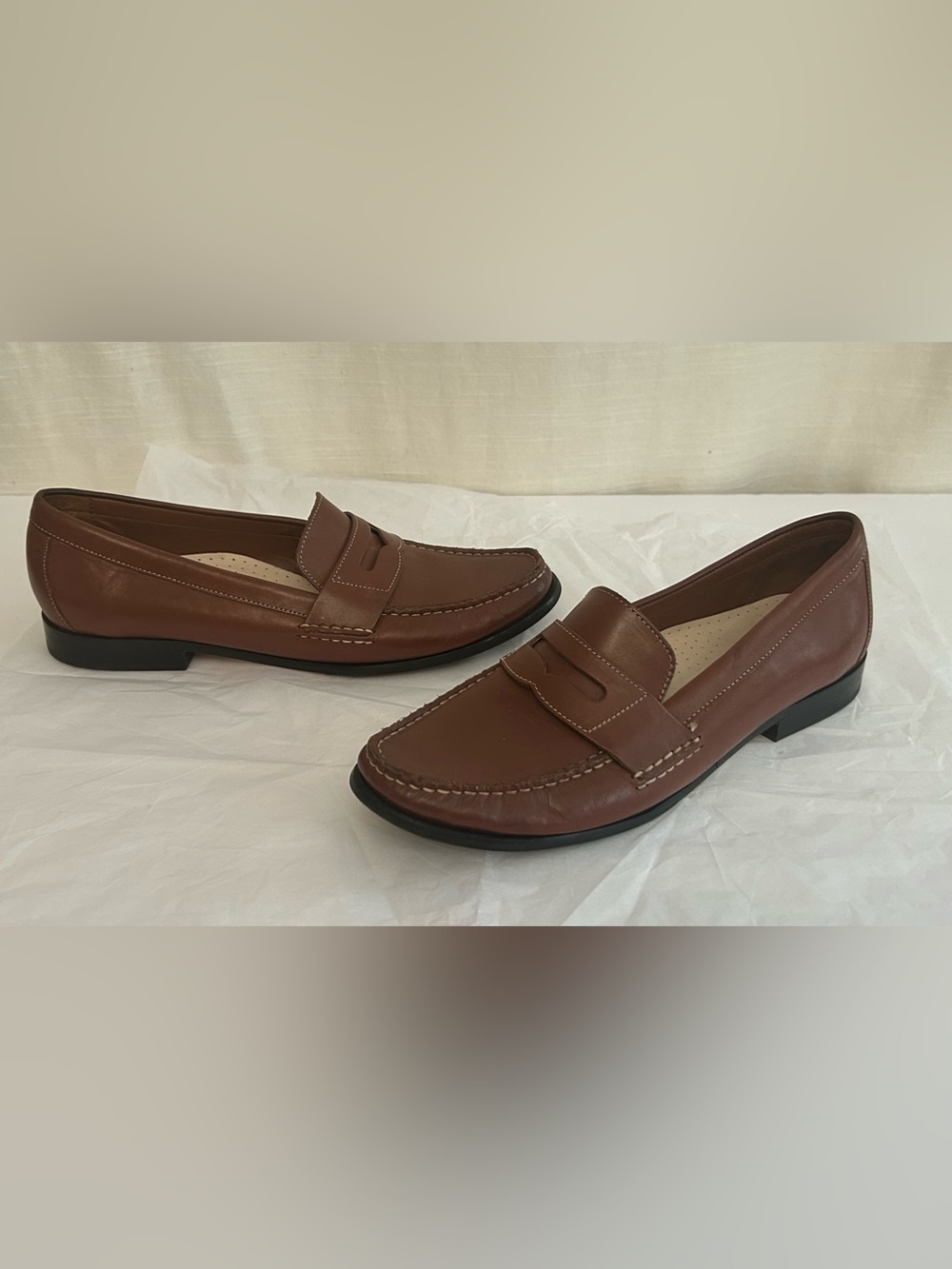 Classic‎ Preppy Old Money Brown Leather Penny Loafers for Wonen